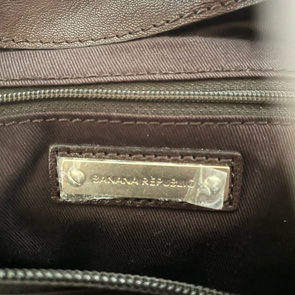 Large Banana Republic Leather shoulder bag with brown and gold sequins New - Picture 4 of 6